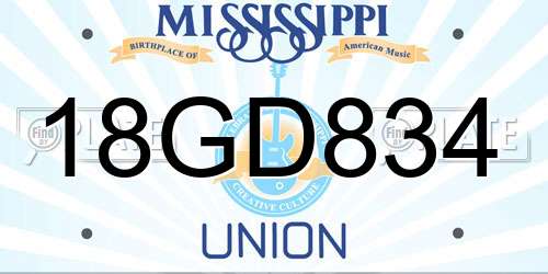 18GD834 Mississippi License Plate