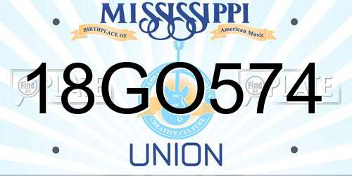 18GO574 Mississippi License Plate