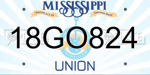18GO824 Mississippi License Plate