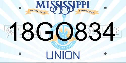 18GO834 Mississippi License Plate