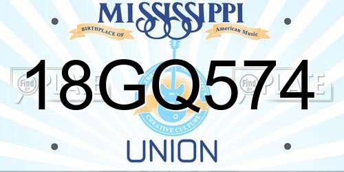 18GQ574 Mississippi License Plate