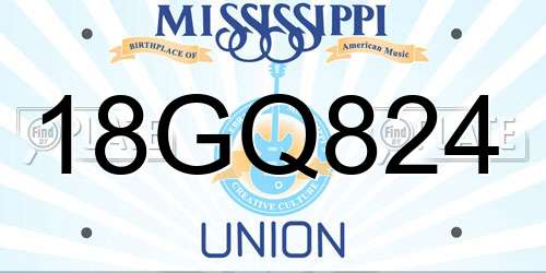 18GQ824 Mississippi License Plate