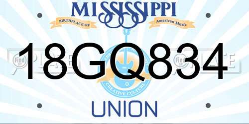 18GQ834 Mississippi License Plate
