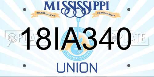 18IA340 Mississippi License Plate