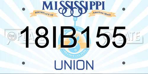 18IB155 Mississippi License Plate