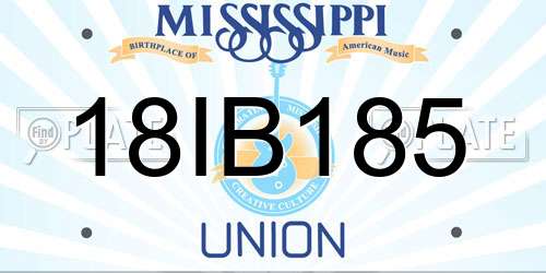 18IB185 Mississippi License Plate