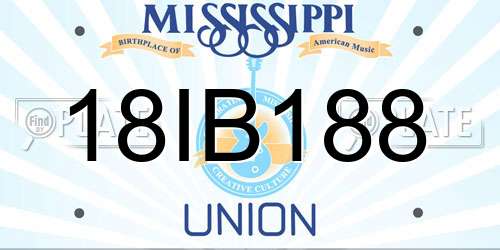 18IB188 Mississippi License Plate