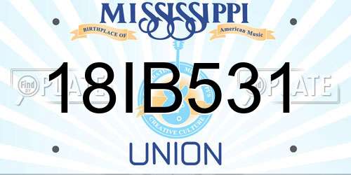 18IB531 Mississippi License Plate