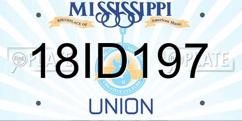 18ID197 Mississippi License Plate