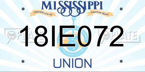 18IE072 Mississippi License Plate