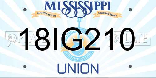 18IG210 Mississippi License Plate