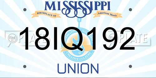 18IQ192 Mississippi License Plate