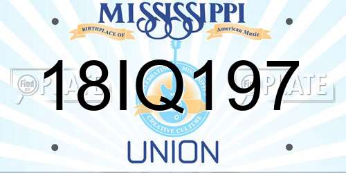 18IQ197 Mississippi License Plate