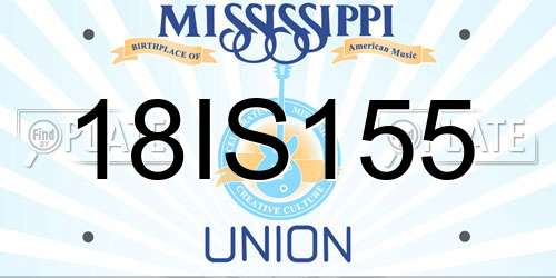 18IS155 Mississippi License Plate