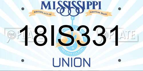 18IS331 Mississippi License Plate