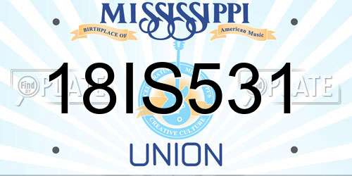 18IS531 Mississippi License Plate