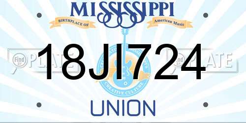 18JI724 Mississippi License Plate