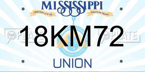 18KM72 Mississippi License Plate