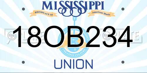 18OB234 Mississippi License Plate