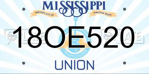 18OE520 Mississippi License Plate