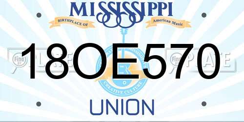 18OE570 Mississippi License Plate