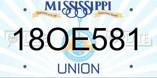 18OE581 Mississippi License Plate