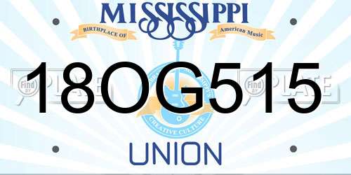18OG515 Mississippi License Plate
