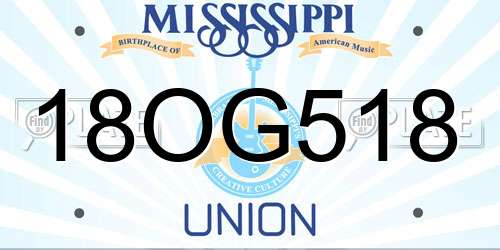 18OG518 Mississippi License Plate