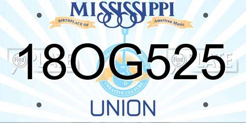 18OG525 Mississippi License Plate