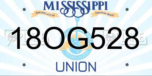 18OG528 Mississippi License Plate
