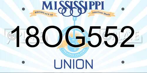 18OG552 Mississippi License Plate