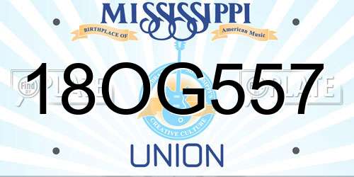 18OG557 Mississippi License Plate