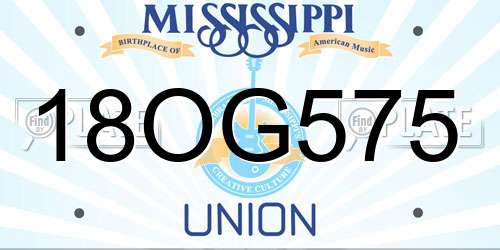 18OG575 Mississippi License Plate