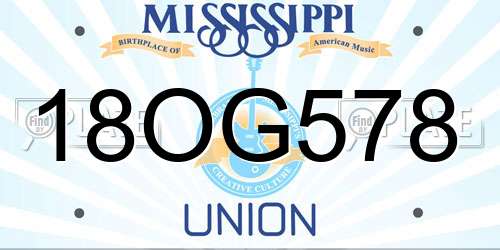 18OG578 Mississippi License Plate