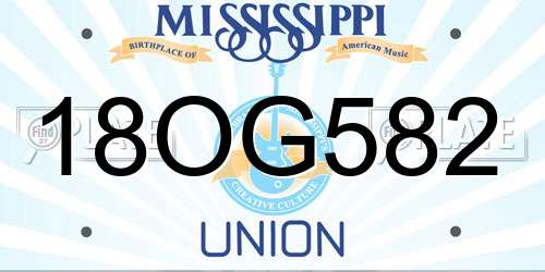18OG582 Mississippi License Plate