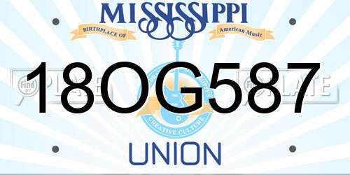 18OG587 Mississippi License Plate