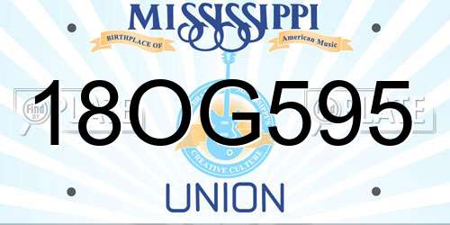 18OG595 Mississippi License Plate
