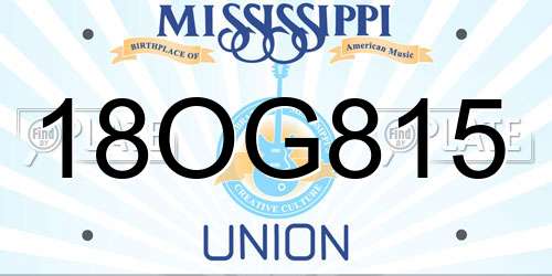 18OG815 Mississippi License Plate