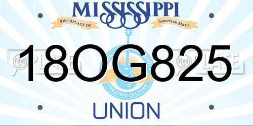 18OG825 Mississippi License Plate