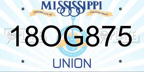 18OG875 Mississippi License Plate
