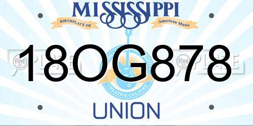 18OG878 Mississippi License Plate