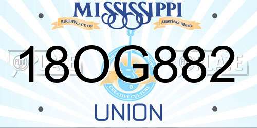 18OG882 Mississippi License Plate