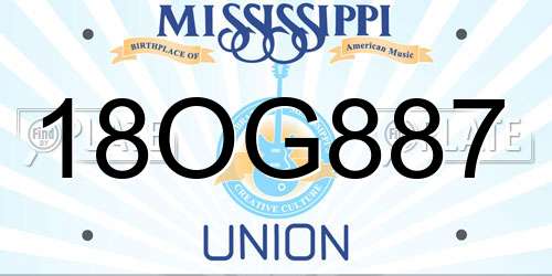 18OG887 Mississippi License Plate