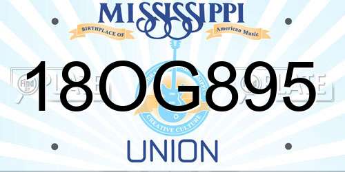 18OG895 Mississippi License Plate