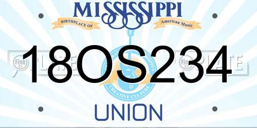 18OS234 Mississippi License Plate