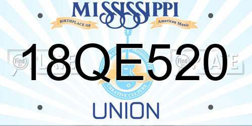 18QE520 Mississippi License Plate