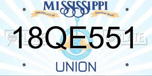 18QE551 Mississippi License Plate