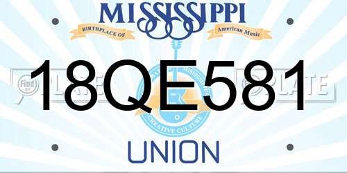 18QE581 Mississippi License Plate