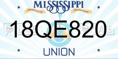 18QE820 Mississippi License Plate