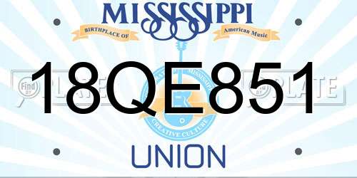 18QE851 Mississippi License Plate
